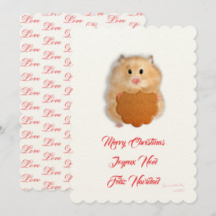 Prettig kerstfeest, lieve hamster met biscuit kaart