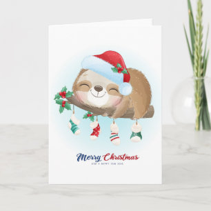 Prettig kerstfeest luiaard kaart