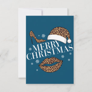 Prettig kerstfeest luipaardprint dames bedankkaart