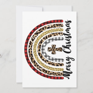 Prettig kerstfeest Luipaardprint Kruis Feestdagenkaart