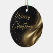Prettig kerstfeest Luxe Zwart en Goud Keramisch Ornament (Rechts)