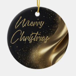 Prettig kerstfeest Luxe Zwart en Goud Keramisch Ornament