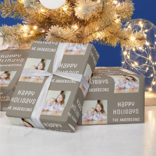 Prettig Kerstfeest Maatwerk Foto Kerstmis Taupe Cadeaupapier