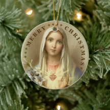 Prettig kerstfeest | Maria maagd | Keramische kers