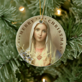 Prettig kerstfeest | Maria maagd | Keramische kers Keramisch Ornament