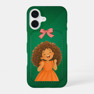Prettig kerstfeest meisje met krullen iPhone hoesj 16 Hoesje