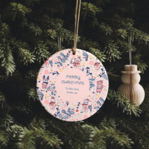 Prettig kerstfeest met bosvrienden in het winterbo keramisch ornament