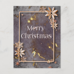 Prettig kerstfeest met diepte en sneeuwkristallen briefkaart