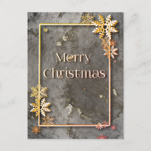 Prettig kerstfeest met diepte en sneeuwkristallen briefkaart