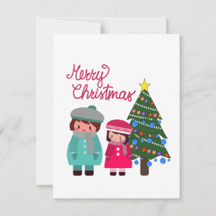 Prettig kerstfeest met een Chibi koppel Feestdagenkaart