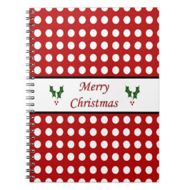 Prettig kerstfeest met een polka stippenpatroon notitieboek