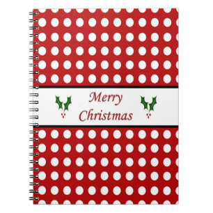 Prettig kerstfeest met een polka stippenpatroon notitieboek