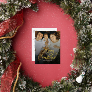 Prettig kerstfeest met fantasievol script Familie  Folie Feestdagen Briefkaart