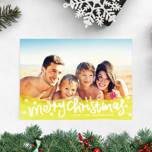 Prettig kerstfeest met gele letters kerstkaart
