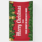 Prettig kerstfeest met groene rand buiten spandoek (Verticaal)