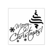 Prettig kerstfeest met kerstboom en sneeuwvlokken 	rubberstempel (Afrduk)