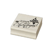 Prettig kerstfeest met kerstboom en sneeuwvlokken 	rubberstempel (Stempel)