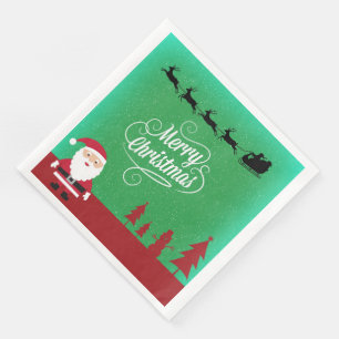 Prettig kerstfeest met Kerstman en zijn rendieren Servetten