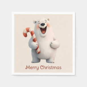 Prettig kerstfeest met leuk ontwerp van een ijsbee servet