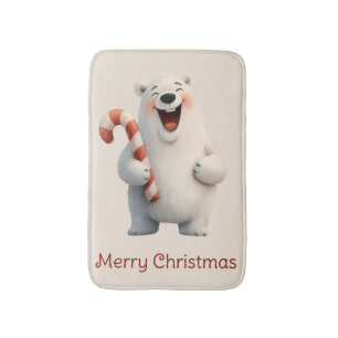 Prettig kerstfeest met leuk ontwerp van ijsbeer badmat