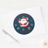Prettig kerstfeest met leuke kerstman  ronde sticker (Envelop)
