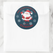 Prettig kerstfeest met leuke kerstman  ronde sticker (Tas)