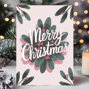 Prettig kerstfeest met maretak feestdagen kaart