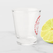 Prettig kerstfeest met rode bladeren decoratie shot glas (Links)