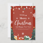 Prettig kerstfeest met rode decoratie uitnodiging (Achterkant)