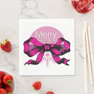 Prettig kerstfeest met roze strik servet