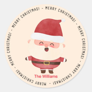 Prettig kerstfeest met Schattige Kerstman Persoonl Ronde Sticker