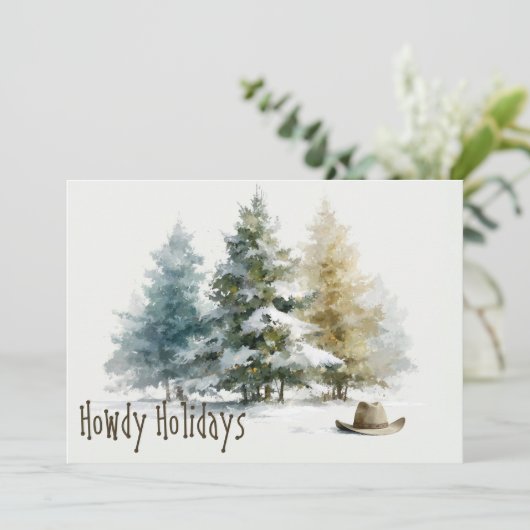 Prettig kerstfeest met westerse waterverf in rusti feestdagenkaart (Staand voorkant)