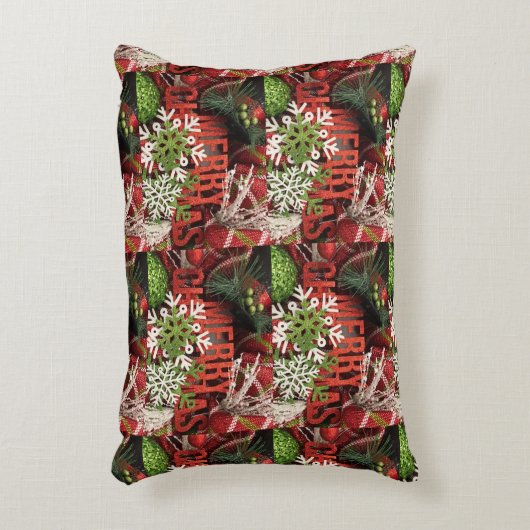 ***PRETTIG KERSTFEEST*** MET ZILVEREN ACHTERKANT ACCENT KUSSEN (Voorkant(Verticaal))