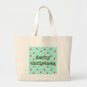 prettig kerstfeest mid century modern kerstman grote tote bag