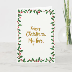 Prettig kerstfeest mijn liefje waterverf hulst kaa kaart