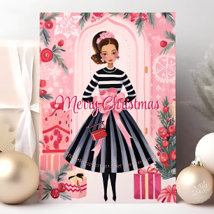 Prettig kerstfeest modepop feestdagen kaart