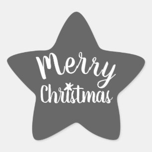 Prettig kerstfeest modern grijs ster sticker