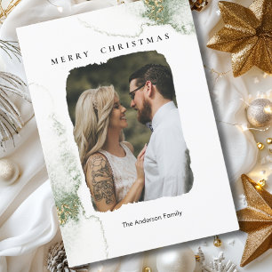 Prettig kerstfeest! Modern, minimaal vlak kerstkaa Feestdagenkaart