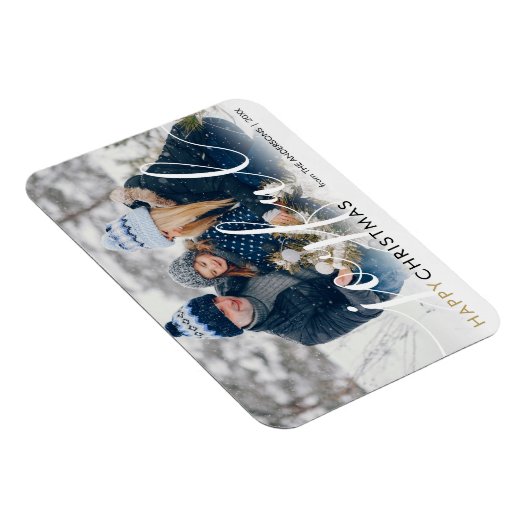 Prettig kerstfeest moderne foto chic script vrolij magneet (Rechterzijde)