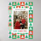 Prettig kerstfeest Moderne patchwork kerstbomen Poster (Voorkant)