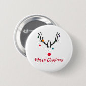 Prettig kerstfeest moderne rendier wit ronde button 5,7 cm (Voorkant /achterkant)