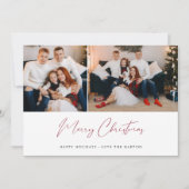 Prettig kerstfeest moderne script twee fotokaart (Voorkant)