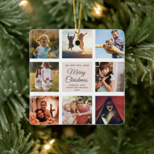 Prettig Kerstfeest Moeder Chic Blush Roze Fotocoll Keramisch Ornament