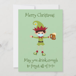 Prettig kerstfeest, moge je voldoende elf drinken feestdagenkaart
