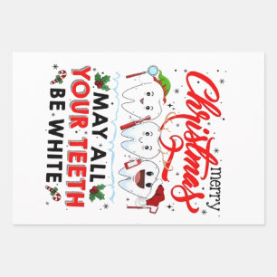 Prettig kerstfeest, mogen al je tanden wit zijn   inpakpapier vel