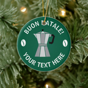 Prettig Kerstfeest Moka Pot Kerstboomornament Keramisch Ornament