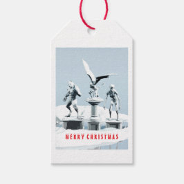 Prettig kerstfeest. Monster ijsculpturen Cadeaulabel