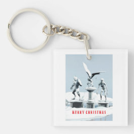 Prettig kerstfeest. Monster ijsculpturen Sleutelhanger