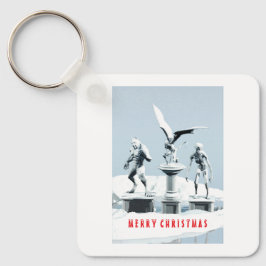 Prettig kerstfeest. Monster ijsculpturen Sleutelhanger