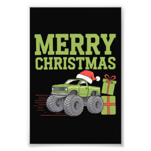 Prettig kerstfeest Monster Truck Peuter Jongens Ke Foto Afdruk